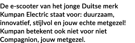 De e-scooter van het jonge Duitse merk Kumpan Electric staat voor: duurzaam, innovatief, stijlvol en jouw echte metge   